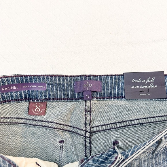 NYDJ Rachel Roll Cuff Ankle Pinstriped Denim Jeans Size 12 NWT - Picture 8 of 10